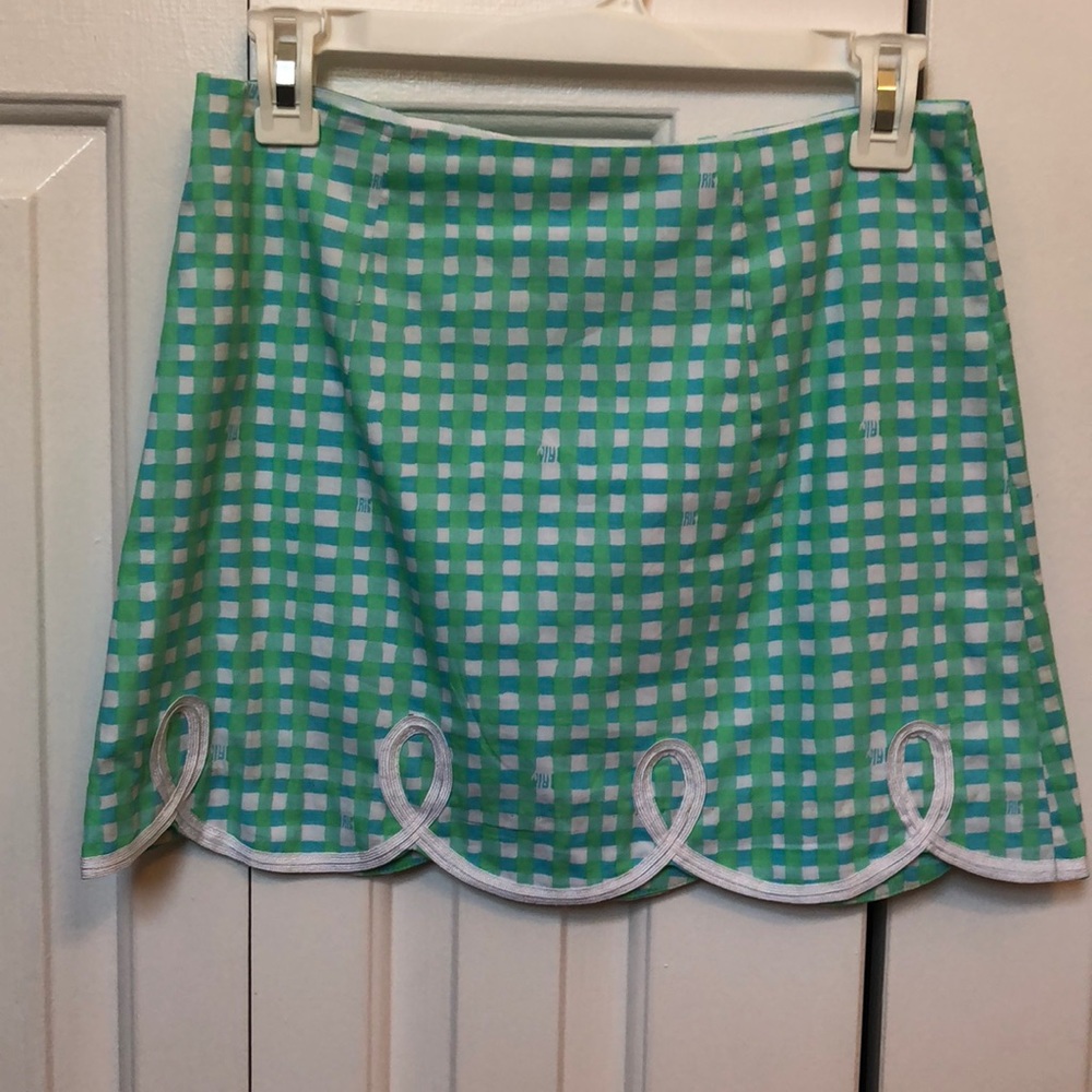 Lilly Pulitzer 00 scallop edge skirt plaid print